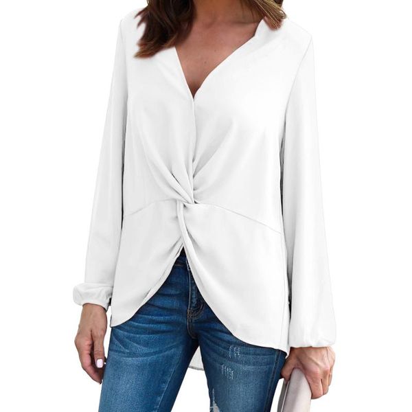 long sleeve twist front slit blouse chiffon shirt v neck looks more gracefu women's blouses & shirts, White
long sleeve twist front slit blouse chiffon shirt v neck looks more gracefu women's blouses & shirts, White