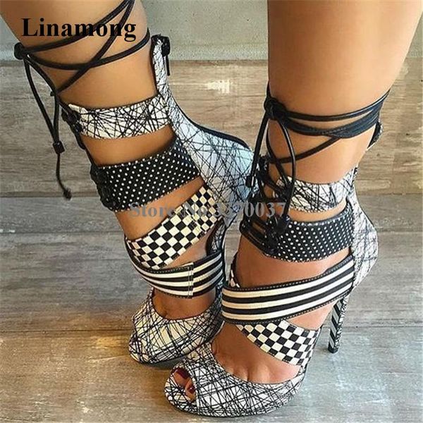 women fashion style peep toe suede leather stiletto heel gladiator sandals lace-up white-black ink printed high
women fashion style peep toe suede leather stiletto heel gladiator sandals lace-up white-black ink printed high