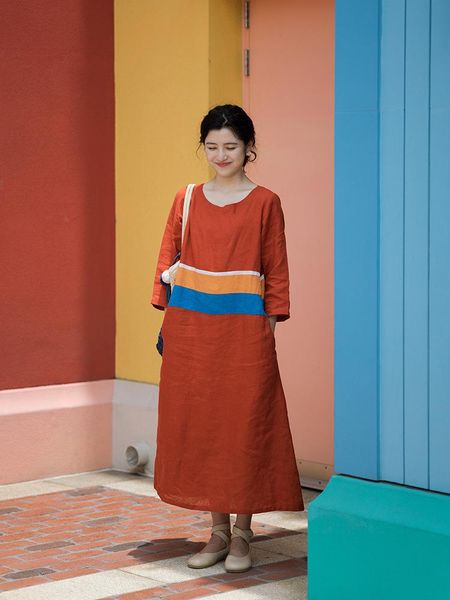 casual dresses 2021 dress round neck art h-type linen stitching contrast color gown 210719, Black;gray
casual dresses 2021 dress round neck art h-type linen stitching contrast color gown 210719, Black;gray