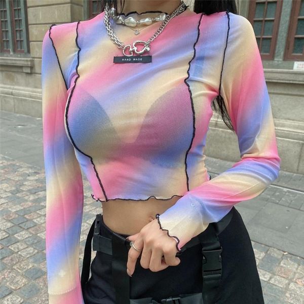 women's t-shirt see through casual t-shirts colorful o-neck mesh fabric long sleeve autumn shirts croped female party club y2k top, White
women's t-shirt see through casual t-shirts colorful o-neck mesh fabric long sleeve autumn shirts croped female party club y2k top, White