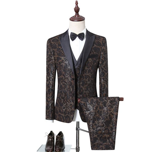 fashion suits men's temperament slim banquet pattern three piece, White;black
fashion suits men's temperament slim banquet pattern three piece, White;black
