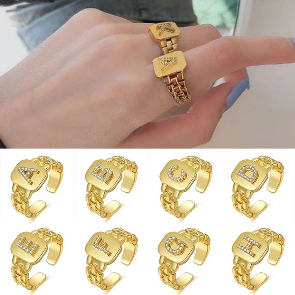 adjustable ring 26 letter ring split ring hiphop zircon square gold metal chain rings cool wide decorations jewelry, Silver
adjustable ring 26 letter ring split ring hiphop zircon square gold metal chain rings cool wide decorations jewelry, Silver