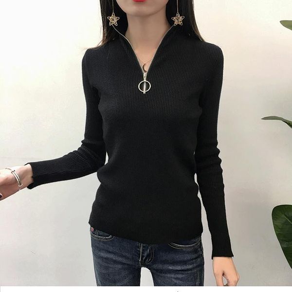 women's sweaters 2021 zipper pullovers knitted turtleneck sweater women autumn winter jumper solid slim knitting pull femme, White;black
women's sweaters 2021 zipper pullovers knitted turtleneck sweater women autumn winter jumper solid slim knitting pull femme, White;black