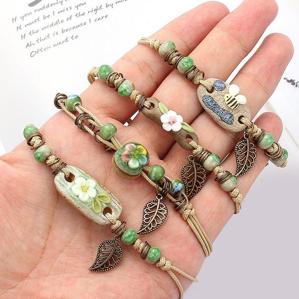 retro bracelet women's flower leaf ceramic hand made diy bracelets artware for woman girl gift jewelery wholesale charm, Golden;silver
retro bracelet women's flower leaf ceramic hand made diy bracelets artware for woman girl gift jewelery wholesale charm, Golden;silver