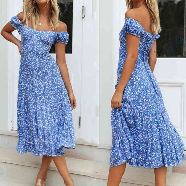 women off shoulder floral print boho midi dress beach summer es ladies strapless long maxi vestidos female 210520, Black;gray
women off shoulder floral print boho midi dress beach summer es ladies strapless long maxi vestidos female 210520, Black;gray