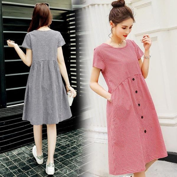 maternity dresses summer plaid short sleeve dress for pregnant women fashion o-neck pregnancy clothing vestidos, White
maternity dresses summer plaid short sleeve dress for pregnant women fashion o-neck pregnancy clothing vestidos, White
