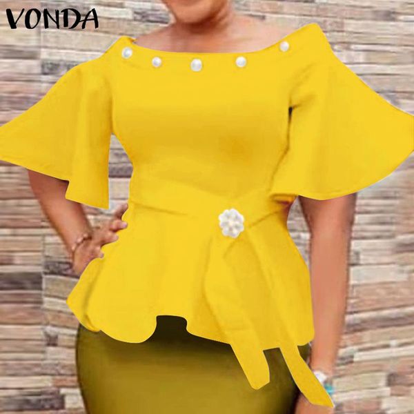 women's blouses & shirts vonda 2021 women summer flare sleece belted ruffled blouse bohemian blusas femininas plus size short sleeve o, White
women's blouses & shirts vonda 2021 women summer flare sleece belted ruffled blouse bohemian blusas femininas plus size short sleeve o, White