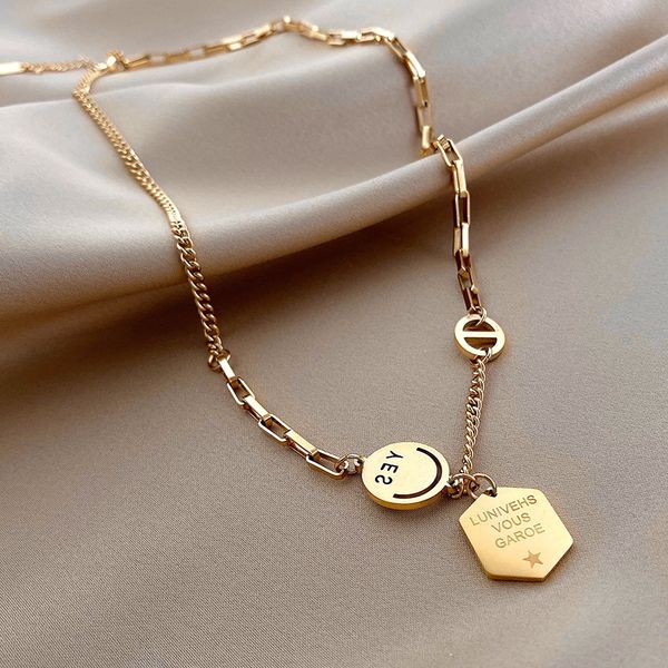 xianlan471 smiling face letters tags necklace female light luxury niche design clavicle chain ins cold wind joker sweater fashion, Silver
xianlan471 smiling face letters tags necklace female light luxury niche design clavicle chain ins cold wind joker sweater fashion, Silver