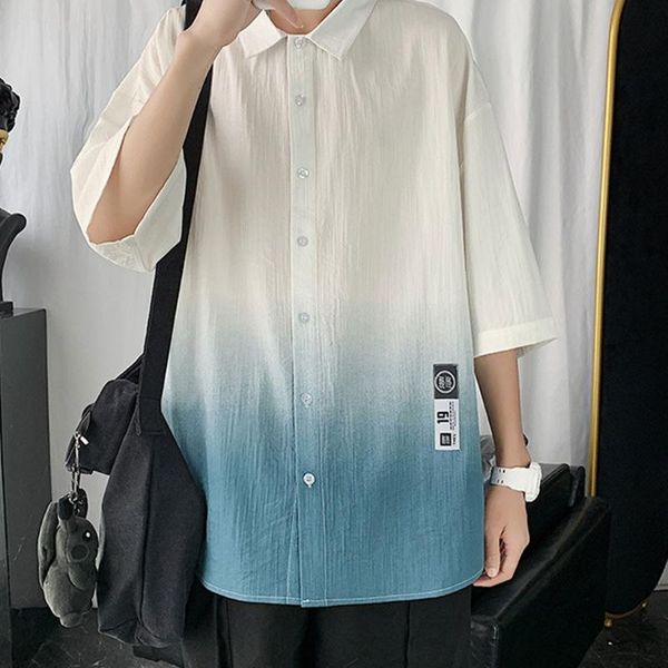 men's casual shirts mxma mens summer short sleeve button down harajuku gradient color printed loose blouse lapel collar holiday tees, White;black
men's casual shirts mxma mens summer short sleeve button down harajuku gradient color printed loose blouse lapel collar holiday tees, White;black