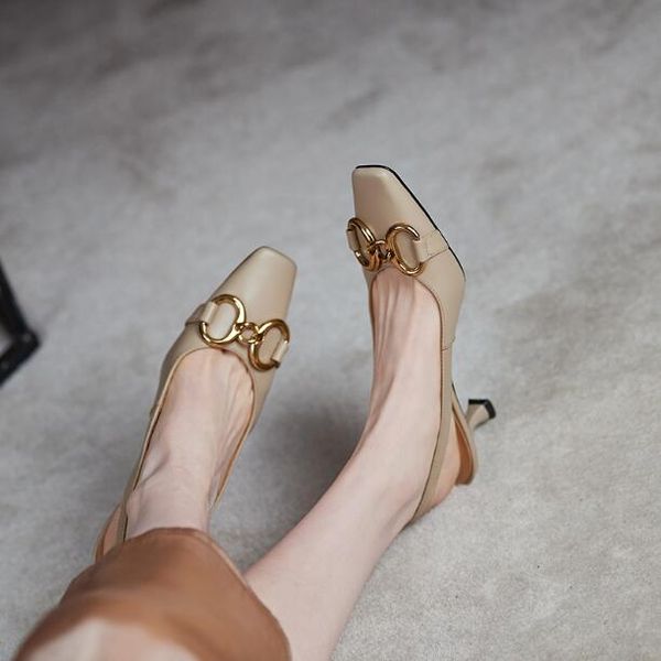 woman vintage stiletto high heel sandals metal buckle genuine leather shallow mouth back strap square toes sandals dress shoes, Black
woman vintage stiletto high heel sandals metal buckle genuine leather shallow mouth back strap square toes sandals dress shoes, Black