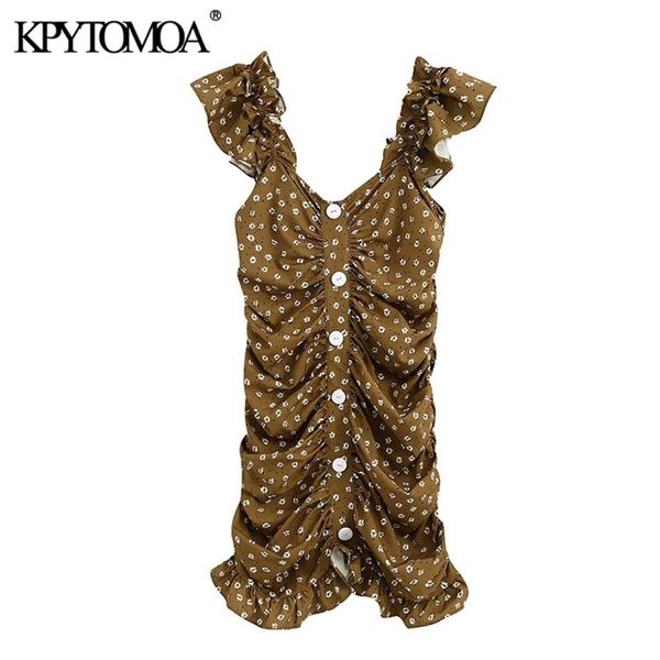 women chic fashion floral print draped mini dress puff sleeve with ruffles pleated elastic female dresses 210420, Black;gray
women chic fashion floral print draped mini dress puff sleeve with ruffles pleated elastic female dresses 210420, Black;gray