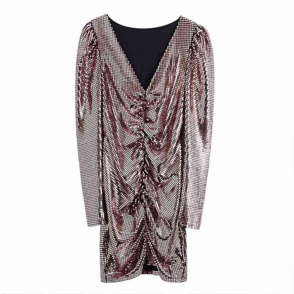 women summer mini pencil dress long sleeve v-neck sequined pleated female elegant party dresses clothing vestidos 210513, Black;gray
women summer mini pencil dress long sleeve v-neck sequined pleated female elegant party dresses clothing vestidos 210513, Black;gray