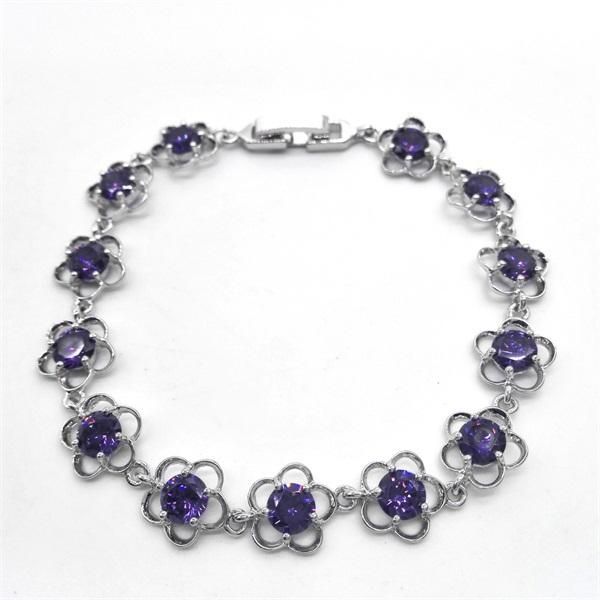 fashion white gold color zircon bracelet for women purple cz stones christmas gift link, chain, Black
fashion white gold color zircon bracelet for women purple cz stones christmas gift link, chain, Black