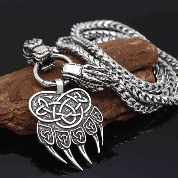 nordic viking guardian totem bear claw titanium steel men's necklace pendant long hanging ornament, Silver
nordic viking guardian totem bear claw titanium steel men's necklace pendant long hanging ornament, Silver