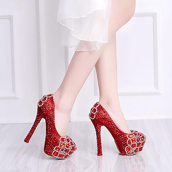 14cm high heels platform pumps women wedding shoes red silver crystal bridal evening party round toe female footwear dress, Black
14cm high heels platform pumps women wedding shoes red silver crystal bridal evening party round toe female footwear dress, Black