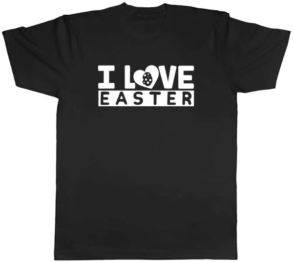 I Love Easter Mens Unisex T-Shirt Tee, White;black