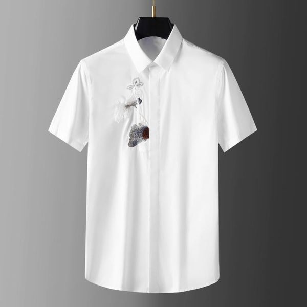 men's casual shirts summer male luxury lotus embroidery short sleeve mens dress fashion slim fit party man 3xl, White;black
men's casual shirts summer male luxury lotus embroidery short sleeve mens dress fashion slim fit party man 3xl, White;black