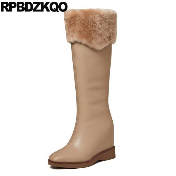 boots square toe fluffy trending wedge knee high real fur 9 elevator brand women winter genuine leather furry snow heel shoes, Black
boots square toe fluffy trending wedge knee high real fur 9 elevator brand women winter genuine leather furry snow heel shoes, Black