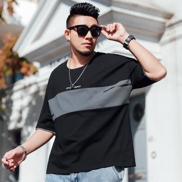 men's t-shirts 2021 summer splicing drop shoulder short-sleeved t simple loose printed t-shirt, White;black
men's t-shirts 2021 summer splicing drop shoulder short-sleeved t simple loose printed t-shirt, White;black