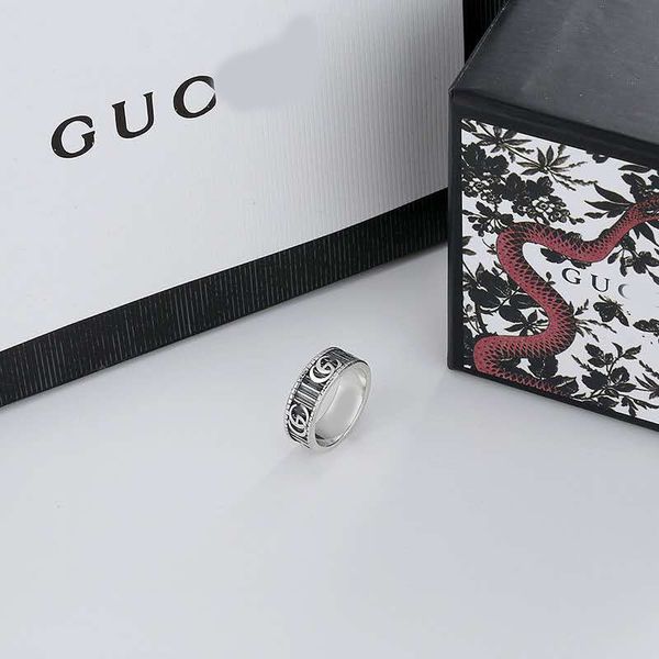 double gear stripe couple's pair ring, Silver