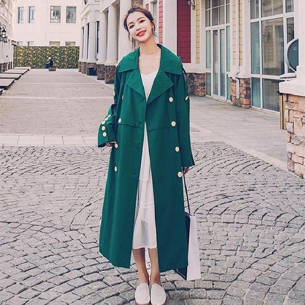 women's trench coats spring ladies green long windbreaker quality outerwear lapel fashion double-breasted belt coat women d132, Tan;black
women's trench coats spring ladies green long windbreaker quality outerwear lapel fashion double-breasted belt coat women d132, Tan;black