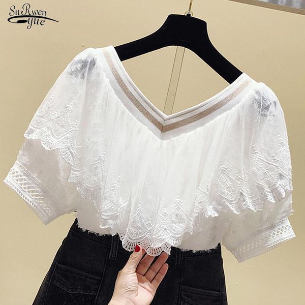 women's blouses & shirts women short sleeve ruffle stitching chiffon summer lace v-neck slim sweet solid korean chic tassel 13497, White
women's blouses & shirts women short sleeve ruffle stitching chiffon summer lace v-neck slim sweet solid korean chic tassel 13497, White