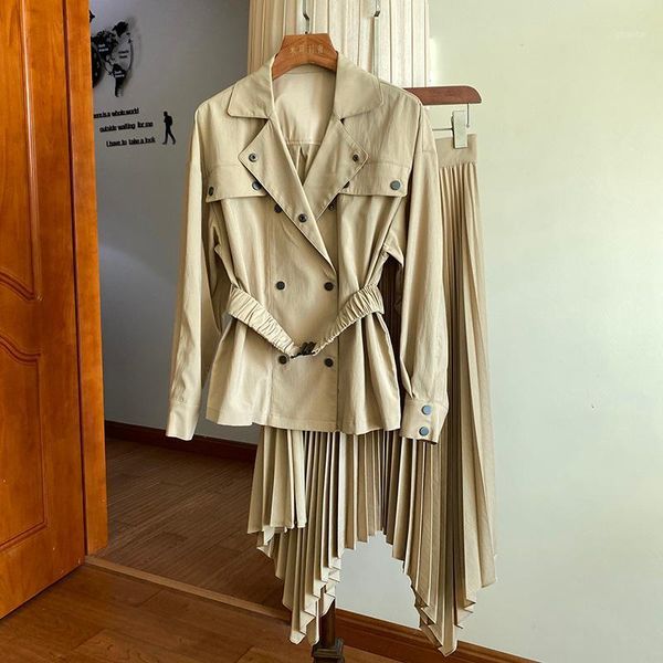 women luxury blazer suits spring summer 2021 double breasted belted jacket and pleated asymmetric skirts two piece outfits dress, White
women luxury blazer suits spring summer 2021 double breasted belted jacket and pleated asymmetric skirts two piece outfits dress, White