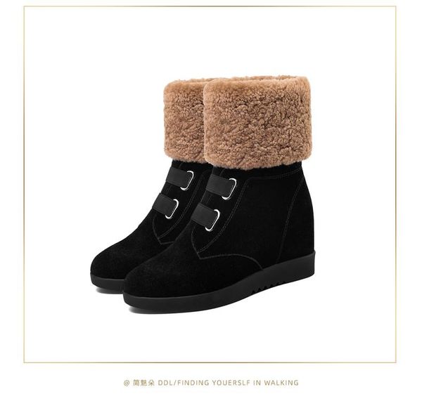boots winter flock mid-calf short plush snow women solid slip-on non-slip warm cow suede hoof heels platform booties, Black
boots winter flock mid-calf short plush snow women solid slip-on non-slip warm cow suede hoof heels platform booties, Black