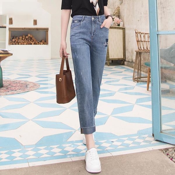 women's jeans 1341 streetwear casual cool burrs patchwork cuffs chic thin female elastic denim pants high waist office trousers, Blue
women's jeans 1341 streetwear casual cool burrs patchwork cuffs chic thin female elastic denim pants high waist office trousers, Blue