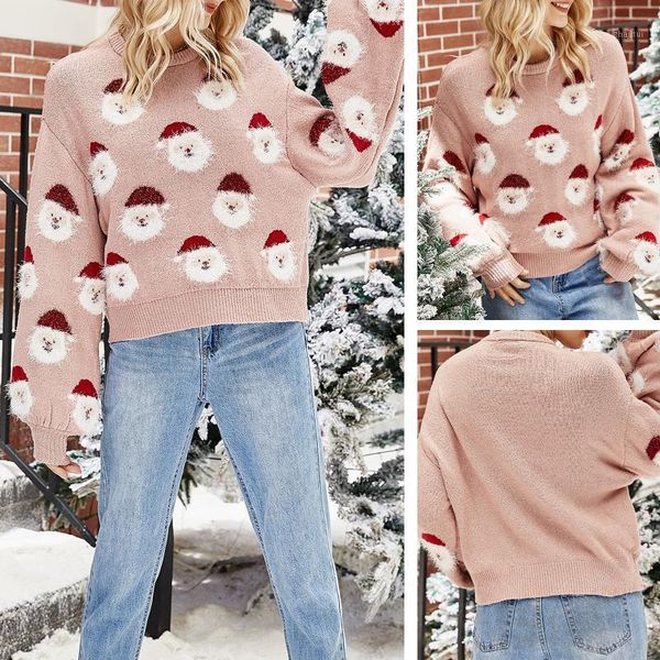 women's sweaters 2021 winter cute santa claus pattern christmas knitted sweater pullover lantern sleeve round neck set casual fashion, White;black
women's sweaters 2021 winter cute santa claus pattern christmas knitted sweater pullover lantern sleeve round neck set casual fashion, White;black