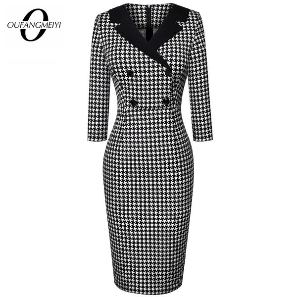 vintage classic houndstooth charming fashion chic button v neck pencil dress eb570, Black;gray
vintage classic houndstooth charming fashion chic button v neck pencil dress eb570, Black;gray