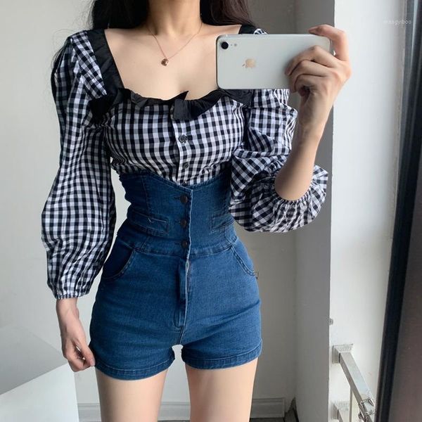 women's blouses & shirts summer square 2021 collar retro low-cut short section exposed navel ruffles elastic waist slim shirt blouse to, White
women's blouses & shirts summer square 2021 collar retro low-cut short section exposed navel ruffles elastic waist slim shirt blouse to, White