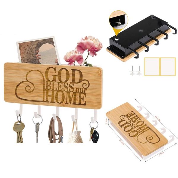 hooks & rails bamboo wood key rack black/white god blees our home text pattern sundries storage holders wall-mounted hanger
hooks & rails bamboo wood key rack black/white god blees our home text pattern sundries storage holders wall-mounted hanger