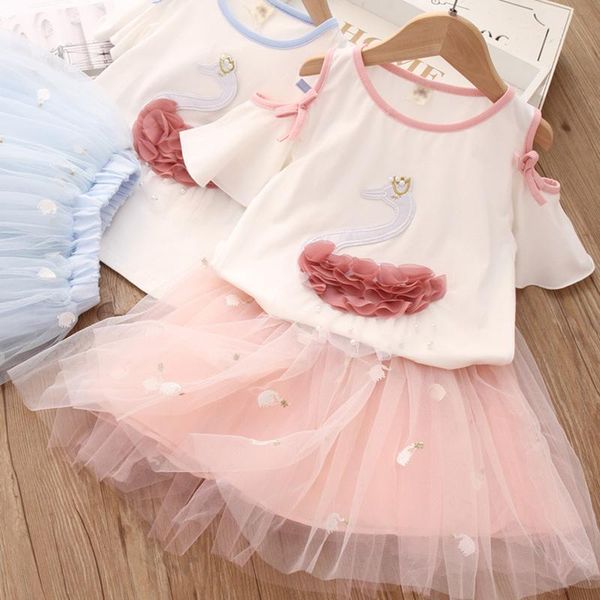 clothing sets summer swan girls set pure cotton t-shirt + mesh lace skirt 2pcs suit kids birthday present children clothes, White
clothing sets summer swan girls set pure cotton t-shirt + mesh lace skirt 2pcs suit kids birthday present children clothes, White
