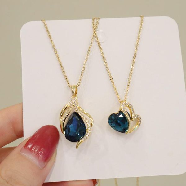 pendant necklaces 316l stainless steel chain water drop blue rhinestones jewelry for women necklace heart, Silver
pendant necklaces 316l stainless steel chain water drop blue rhinestones jewelry for women necklace heart, Silver