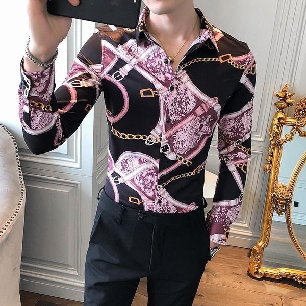 mens casual shirts gold chain slim fit streetwear male clothing camisas para hombre long sleeve floral party dress blouse, White;black
mens casual shirts gold chain slim fit streetwear male clothing camisas para hombre long sleeve floral party dress blouse, White;black
