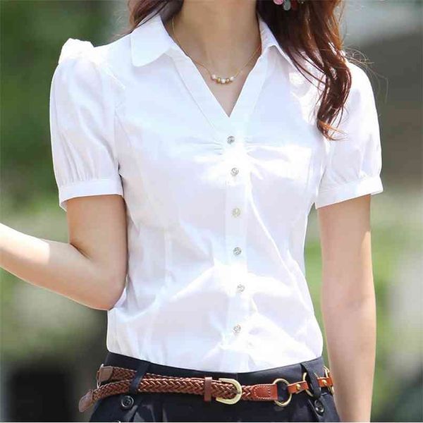 plus size 5xl summer women's short sleeve cotton blouses shirts ladies office wear elegant blouse feminina white formal shirt 210730
plus size 5xl summer women's short sleeve cotton blouses shirts ladies office wear elegant blouse feminina white formal shirt 210730