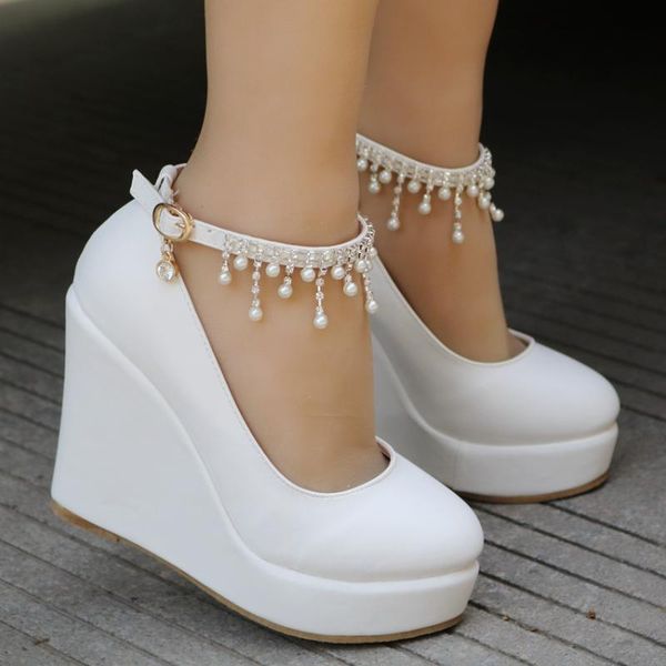 dress shoes 11cm white round toe waterproof platform wedge heel women pearl beaded tassel large size high, Black
dress shoes 11cm white round toe waterproof platform wedge heel women pearl beaded tassel large size high, Black