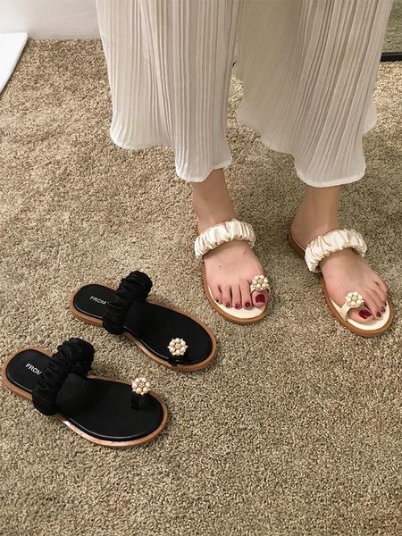slippers women's shoes outdoor 2021 summer pearl rhinestone satin flat beach sandals, Black
slippers women's shoes outdoor 2021 summer pearl rhinestone satin flat beach sandals, Black