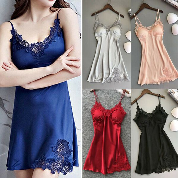 women's sleepwear est women satin silk lace lingerie night dress ladies nightgown ptz9, Black;red
women's sleepwear est women satin silk lace lingerie night dress ladies nightgown ptz9, Black;red