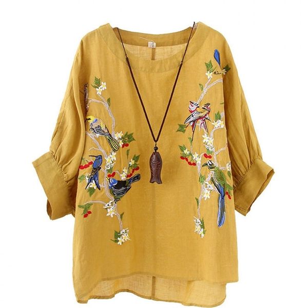 summer women tshirt plus size lantern sleeve loose tee shirt femme cotton linen flower bird embroidery vintage hxj06 210512, White
summer women tshirt plus size lantern sleeve loose tee shirt femme cotton linen flower bird embroidery vintage hxj06 210512, White