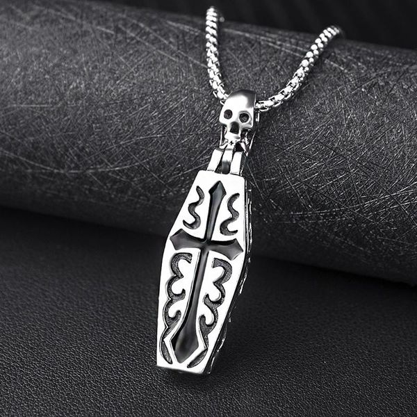 men women rectangle pendant necklace punk stainless steel skull chain jewelry necklaces, Silver
men women rectangle pendant necklace punk stainless steel skull chain jewelry necklaces, Silver