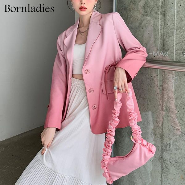 women's suits & blazers boraladies 2021 women chic loose gradient pink blazer autumn single breasted female bow suit jacket full sleeve, White;black
women's suits & blazers boraladies 2021 women chic loose gradient pink blazer autumn single breasted female bow suit jacket full sleeve, White;black