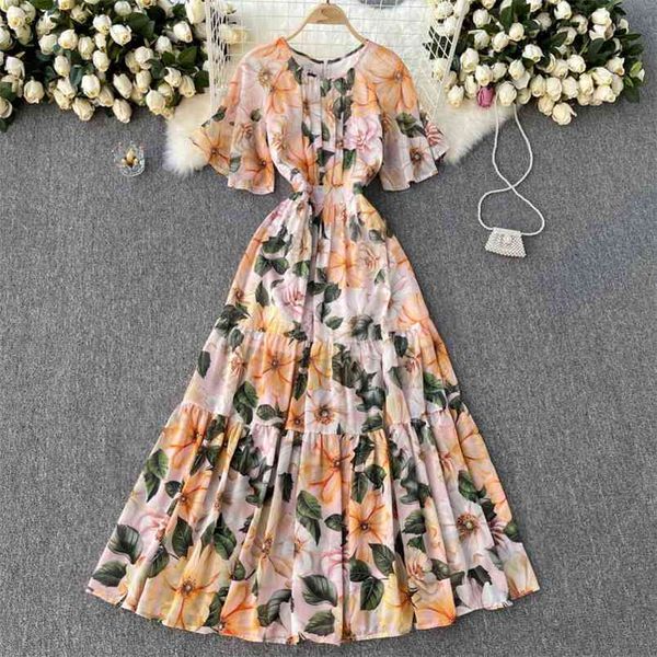 ladies elegant print maxi vestidos women's summer dress round neck flared sleeves heavy pleated slim chiffon holiday gl069 210506, Black;gray
ladies elegant print maxi vestidos women's summer dress round neck flared sleeves heavy pleated slim chiffon holiday gl069 210506, Black;gray