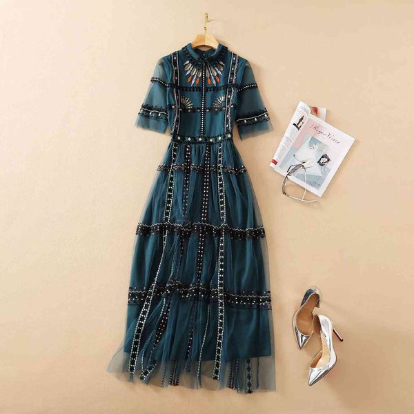casual dresses european and american women's clothing the spring five-sleeved lapels fashion mesh heavy industry embroidery dress 3dzg, Black;gray
casual dresses european and american women's clothing the spring five-sleeved lapels fashion mesh heavy industry embroidery dress 3dzg, Black;gray