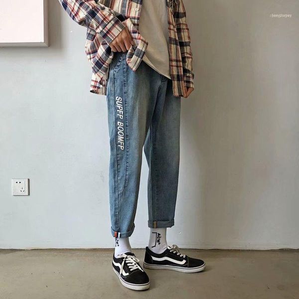 pants men's jeans trend brand loose and versatile printing korean leisure1, Blue 
pants men's jeans trend brand loose and versatile printing korean leisure1, Blue