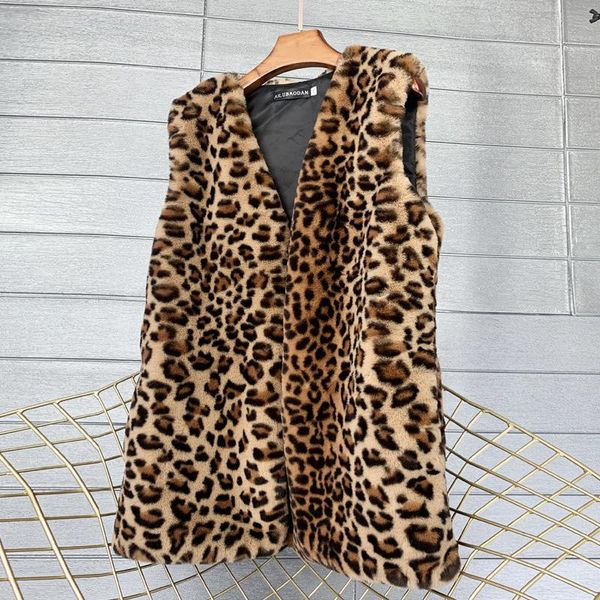 women's fur & faux 2021 autumn winter women fashion leopard print vest female v neck sleeveless long warm jacket coat, Black
women's fur & faux 2021 autumn winter women fashion leopard print vest female v neck sleeveless long warm jacket coat, Black