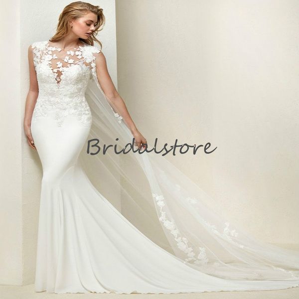 chic boho mermaid wedding dress with lace cape elegant satin beach bridal gowns 2021 slim plus size country bride dressesvestidos noiva robe, White
chic boho mermaid wedding dress with lace cape elegant satin beach bridal gowns 2021 slim plus size country bride dressesvestidos noiva robe, White