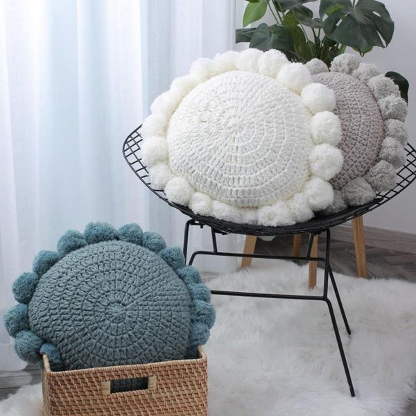 cushion/decorative pillow solid pink blue handmade round knitting cushion with ball tassel home sofa decoration lumbar baby po decor
cushion/decorative pillow solid pink blue handmade round knitting cushion with ball tassel home sofa decoration lumbar baby po decor