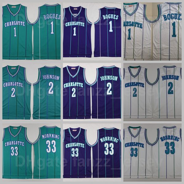 retro basketball vintage 33 alonzo mourning jersey 1 tyrone muggsy bogues 2 larry johnson team stripe green purple white color all stitched, Black;red
retro basketball vintage 33 alonzo mourning jersey 1 tyrone muggsy bogues 2 larry johnson team stripe green purple white color all stitched, Black;red